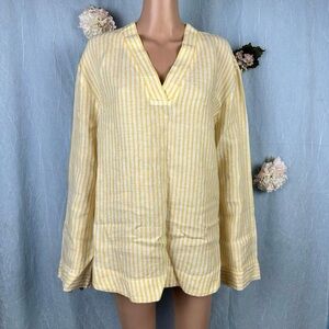 NWT Pure Navy Striped White And Yellow V Neck Tunic.